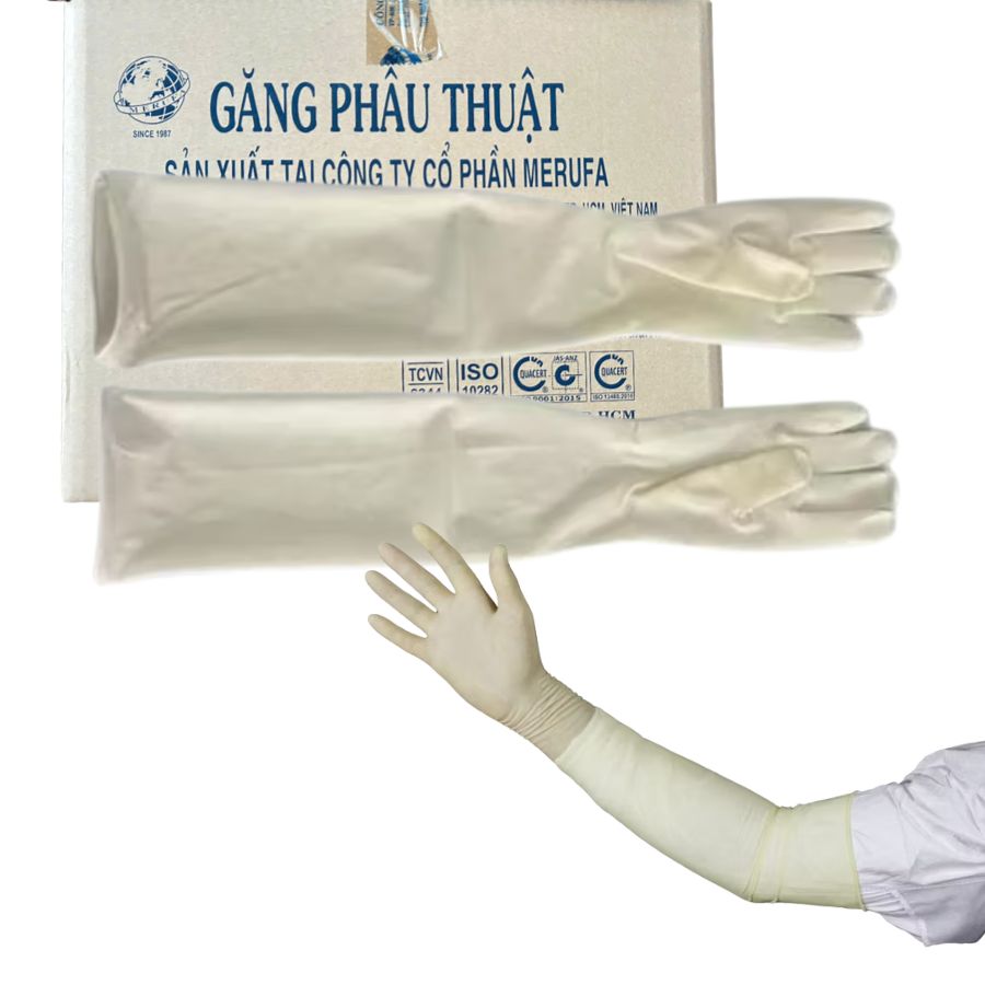 GĂNG TAY SẢN KHOA CHƯA TT 45CM MERUFA (CÓ BỘT) - Ảnh 2